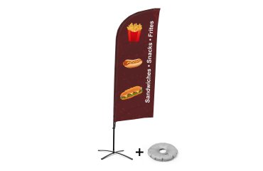 Bandera Aluminio Vela Kit Completo Bocadillos Inglés Base Cruz