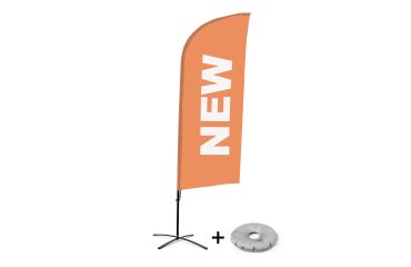 Bandera Aluminio Vela Kit Completo Nuevo Naranja Inglés Base Cruz