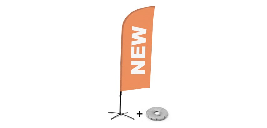 Beach Flag Alu Wind Complete Set New Orange English Cross Base