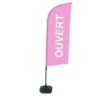 Complete Set of Beach Flag Alu Wind Open Pink French ECO