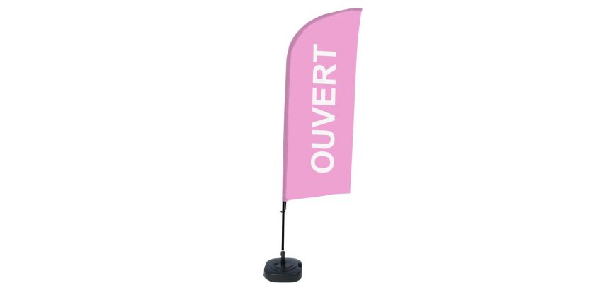 Complete Set of Beach Flag Alu Wind Open Pink French ECO