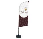 Komplettset Strandflagge Alu Wind Café à Emporter Französisch mit Wassertank