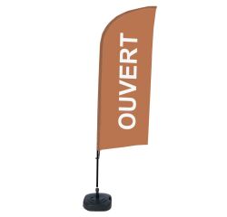 Ensemble Complet De Beach Flag Alu Wind Ouvert Marron Français ECO