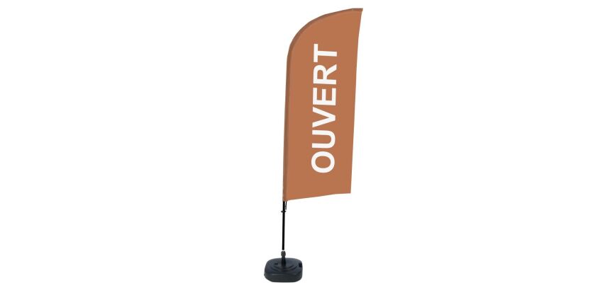 Complete Set of Aluminum Wind Beach Flag Open Brown French Water Tank