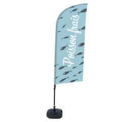 Ensemble Complet De Beach Flag Alu Wind Poisson Frais Français Réservoir D'eau