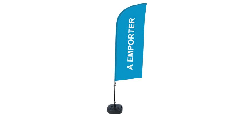 Complete Set of Beach Flag Alu Wind Take Away Blue French Water Tank