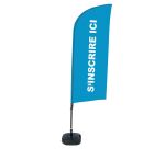 Ensemble Complet De Beach Flag Alu Wind Signez Ici Bleu Français