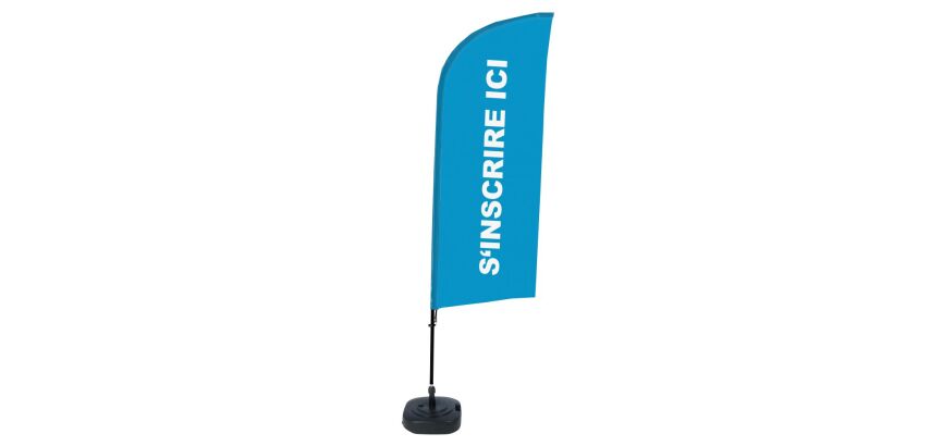 Complete Set of Beach Flag Alu Wind Sign Here Blue French Water Tank