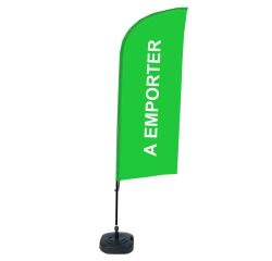 Ensemble Complet De Beach Flag Alu Wind Take Away Vert Français