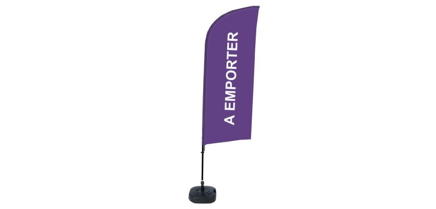 Complete Set of Beach Flag Alu Wind Take Away Violet French Water Tank