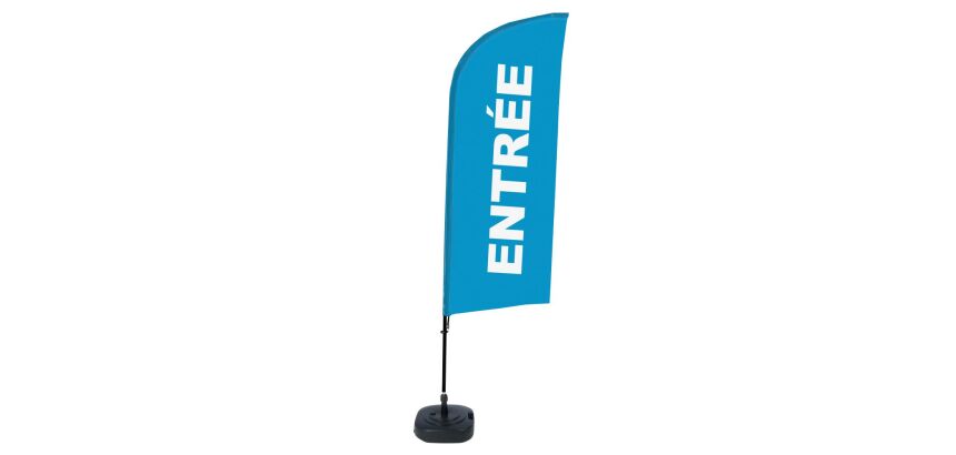 Complete Beach Flag Set Alu Wind Entry Blue French Water Tank