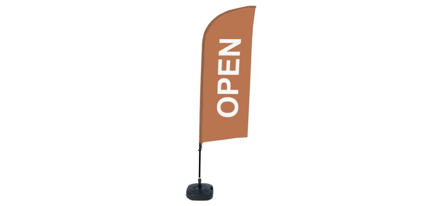 Beach Flag Alu Wind Complete Set Open Brown English