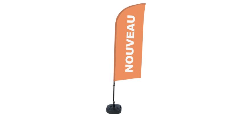 Complete set Beach Flag Alu Wind Nouveau Frans oranje met waterreservoir