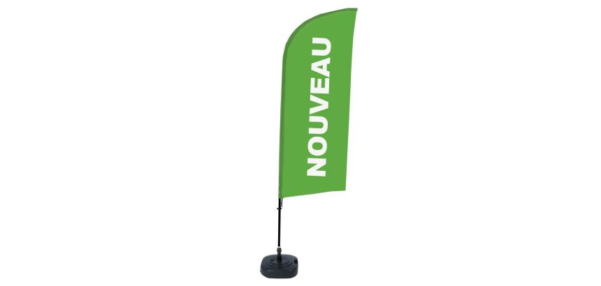 Complete set Beach Flag Alu Wind Nouveau Frans groen met waterreservoir