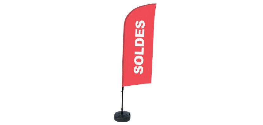Complete set Beach Flag Alu Wind Soldes Frans rood