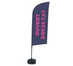Komplettset Strandflagge Alu Wind Ouvert 24/7 Französisch