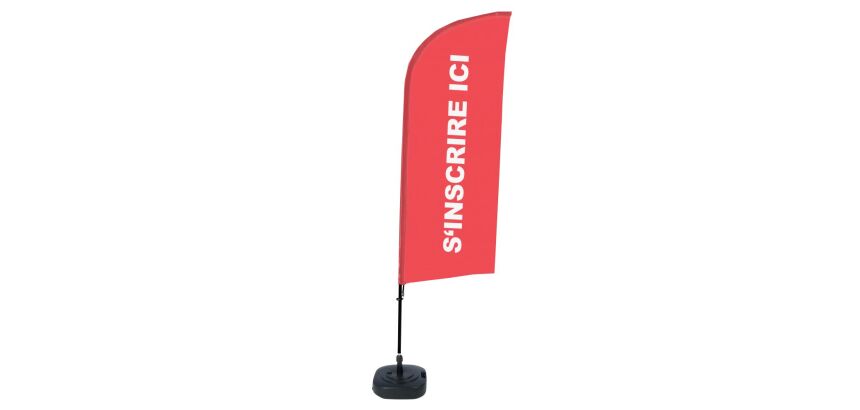Complete Beach Flag Set Alu Wind Sign Here Red French Water Tank