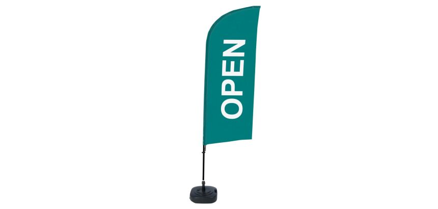 Beach Flag Alu Wind Complete Set Open Green English