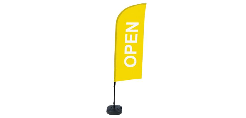 Beach Flag Alu Wind Complete Set Open Yellow English