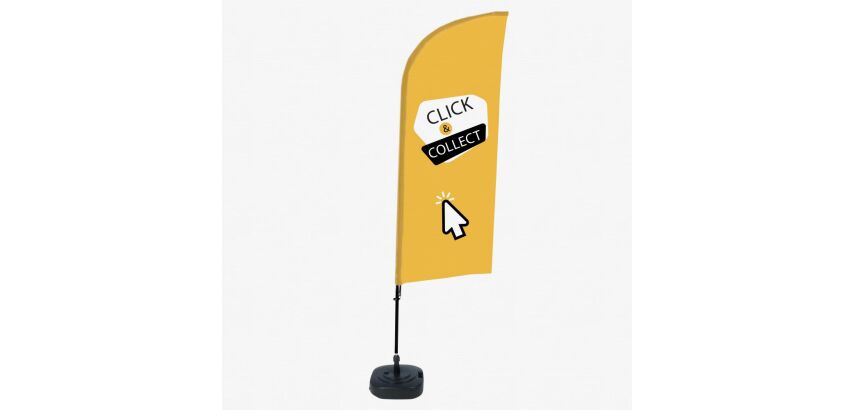 Beachflag Alu Wind Komplett-Set Click & Collect Gelb Englisch