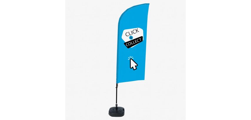 Beach Flag Alu Wind Complete Set Click & Collect Blue English