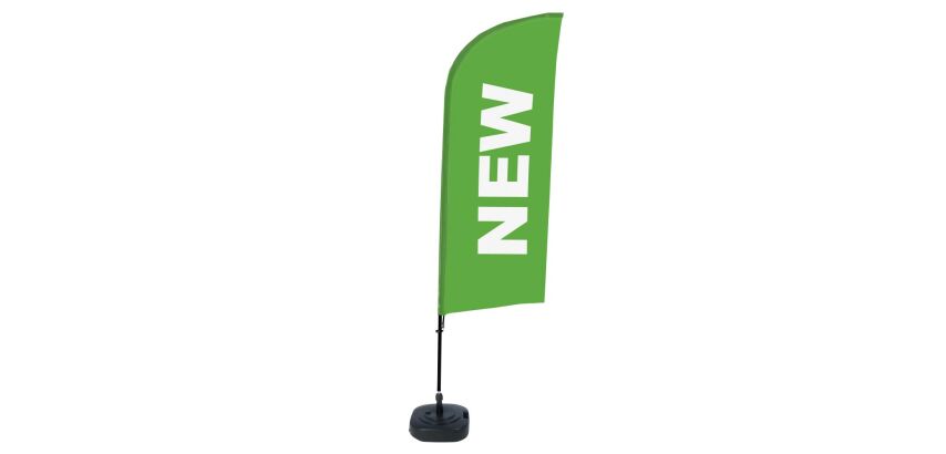 ensemble Complet Drapeau publicitaire Beach Flag Alu Wind Nouveau Vert Anglais Réservoir d'eau