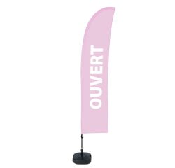 Beach Flag Budget Wind Komplett-Set Ouvert rose Français ECO