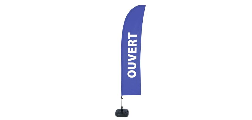 Beach Flag Budget Wind Complete Set Open Blue French ECO