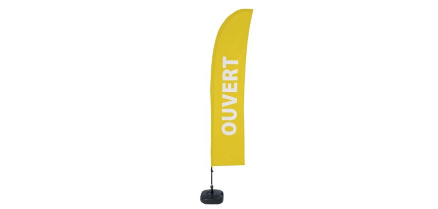 Beach Flag Budget Wind Complete Set Open Yellow French ECO