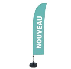 Beach Flag Budget Wind Komplett-Set Nouveau Turquoise Français ECO