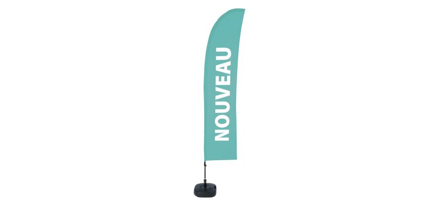 Beach Flag Budget Wind Complete Set New Turquoise French ECO