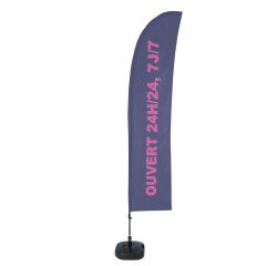 Beach Flag Budget Wind Komplett-Set Ouvert 24/7 Français ECO