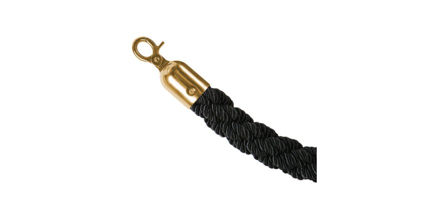 Barrier Black Twisted Rope With Gold Clips