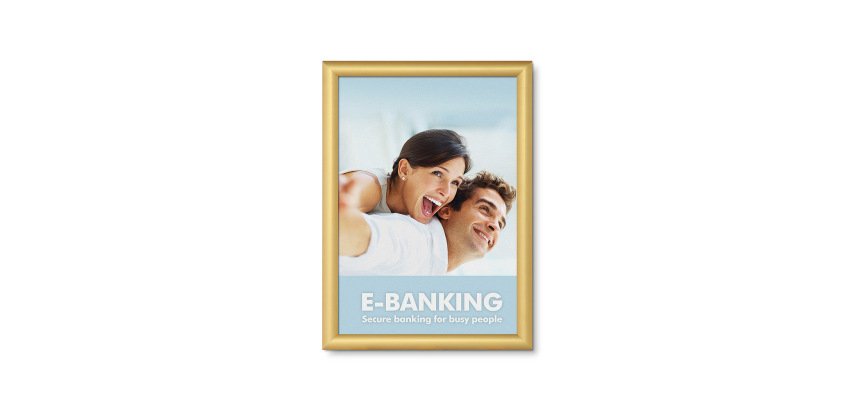 Marco para Póster A3 esquinas en inglete 25 mm Dorado