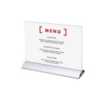 Présentoir de table double face socle en aluminium anodisé argenté