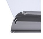 Présentoir de table double face socle en aluminium anodisé argenté