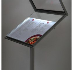 Lockable Menu Stand LED Illuminated 2x A4