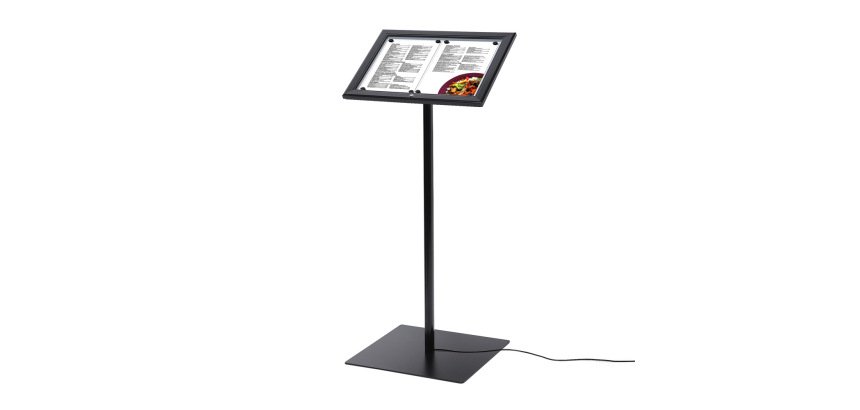 Présentoir Porte Menu Verrouillable 2x A4 LED