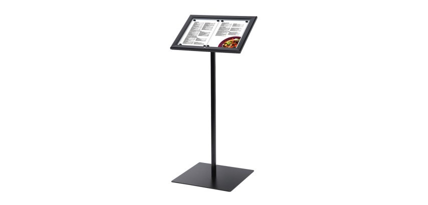 Black Lockable Menu Stand Non-Illuminated 2x A4