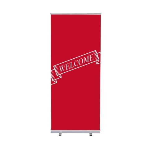 Set Completo Roll-Banner Económica 85 Bienvenida Rojo Inglés