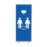 Set Completo Roll-Banner Económica 85 Mascarilla y Distancia 1,5 Metros Azul