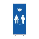 Set Completo Roll-Banner Económica 85 Mascarilla y Distancia 1 Metro Azul