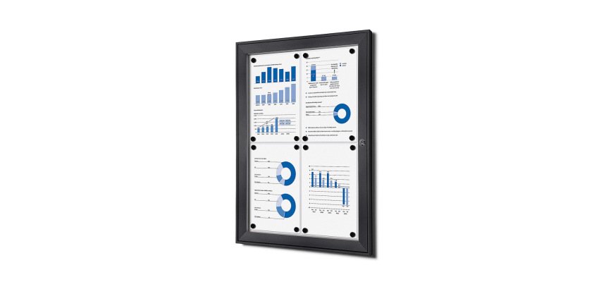 Vergrendelbaar Notitiebord Indoor Zilver 4x A4 RAL7016