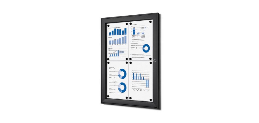 Indoor Lockable Showcase Black 4x A4