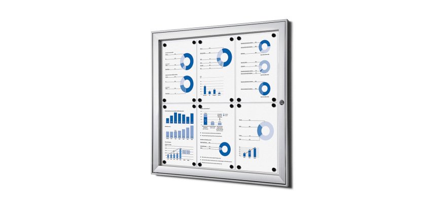 Indoor Lockable Showcase Silver 6x A4