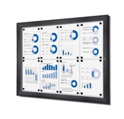 Vergrendelbaar Notitiebord Indoor Zilver 8x A4 RAL7016
