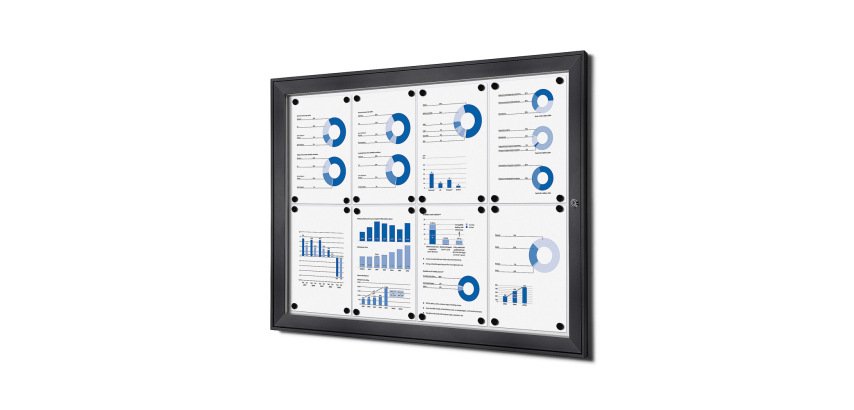 Indoor Lockable Showcase Silver 8x A4 RAL7016