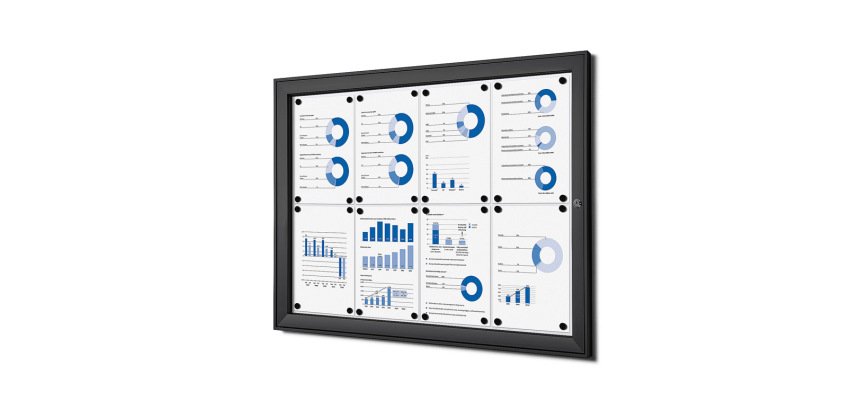 Vitrine d'affichage intérieure fond acier laqué cadre aluminium SCS