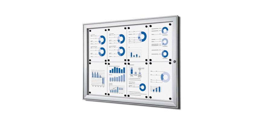 Vergrendelbaar Notitiebord Indoor Zilver 8x A4