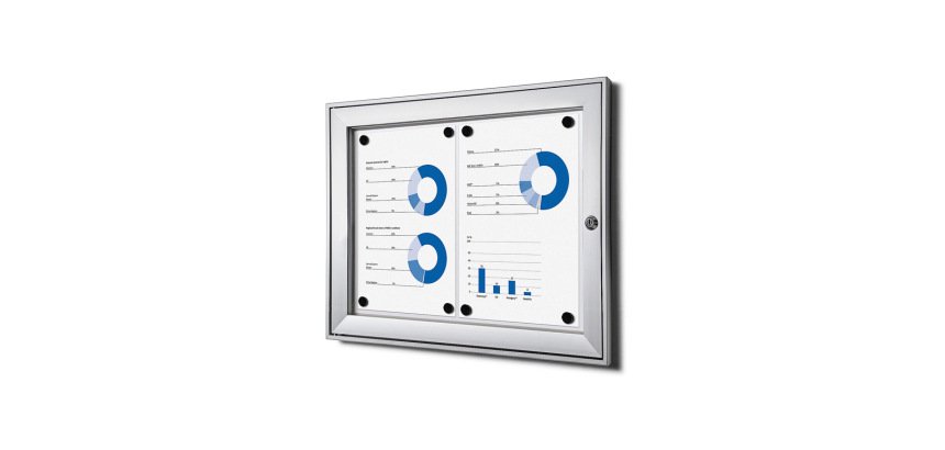 Indoor Lockable Showcase Silver 2x A4